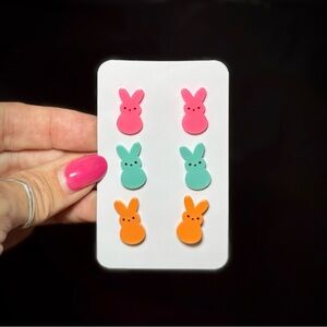 Colorful Bunny/Peeps Stud Earrings | Set of 3